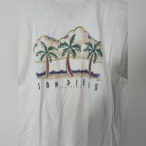 NOS Delta Pro Weight T Shirt Sz Large San Diego CA Short Sleeve Palm Trees - Picture 2 of 11